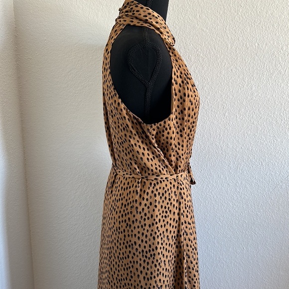 Banana Republic High Neck Brown and Black Polka Dot Dress Size Medium - Picture 7 of 12